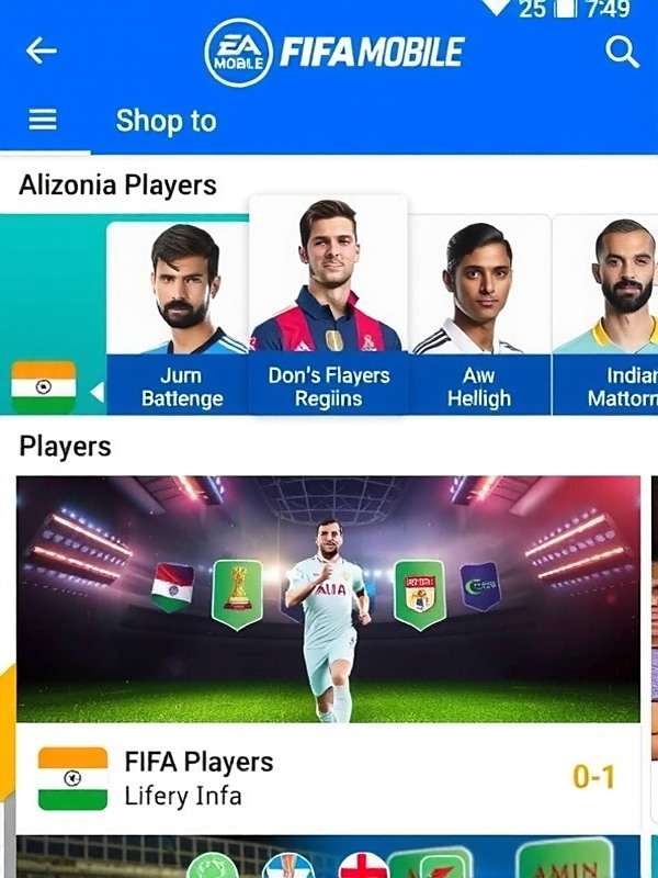 FIFA Mobile gameplay screenshot showing Indian players